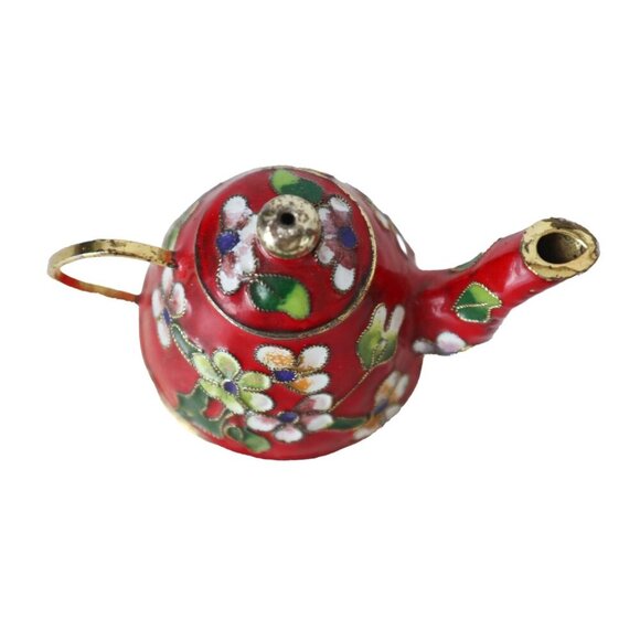 2 Vintage Miniature Cloisonne Teapot & Vase Enamel Paint - Picture 3 of 7